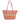 Seidenfelt Savonlinna - Shopper 47 cm (natural straw with pink&orange stripes)
